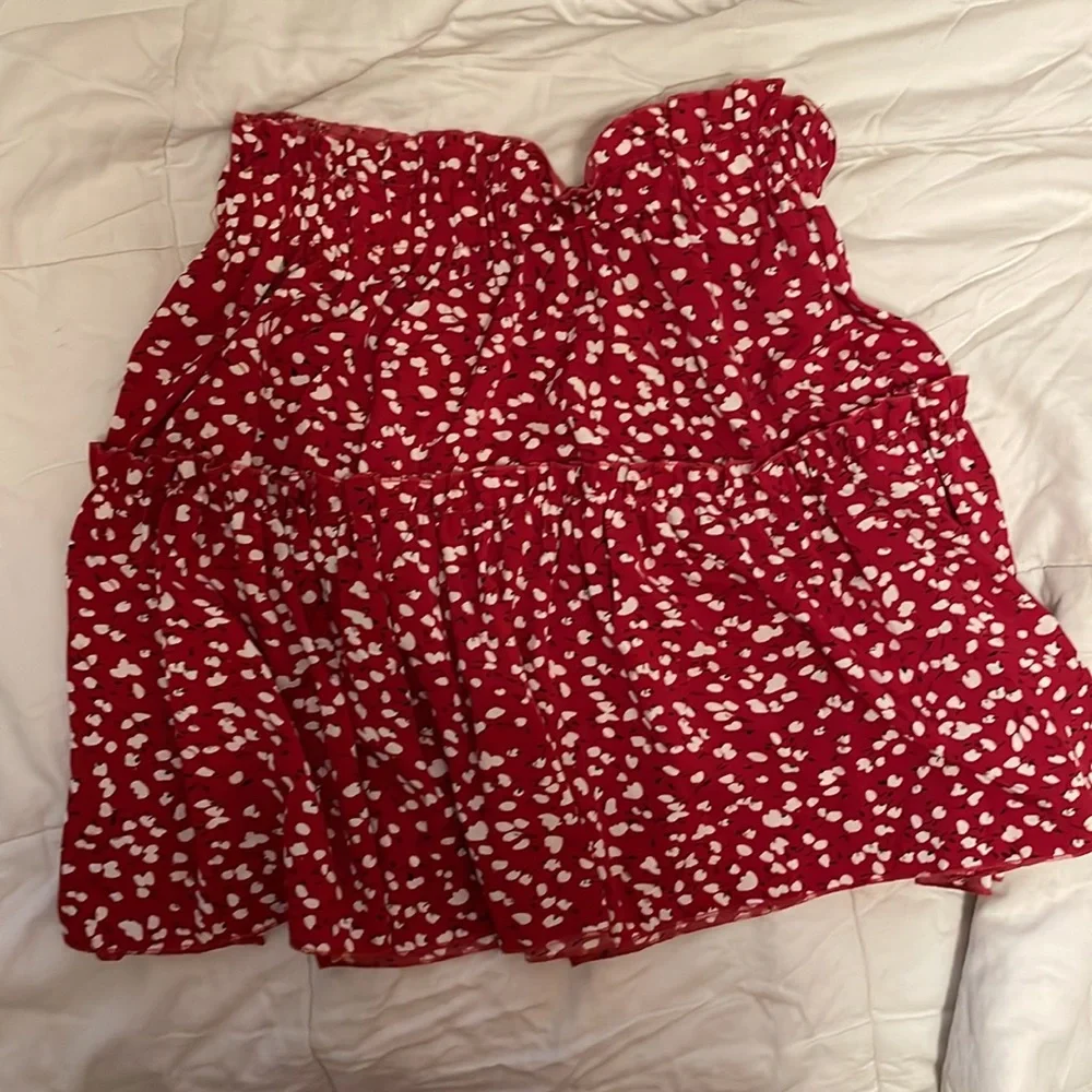 SHEIN, two piece-crop top & skirt! Red floral print, size medium - Picture 3 of 6